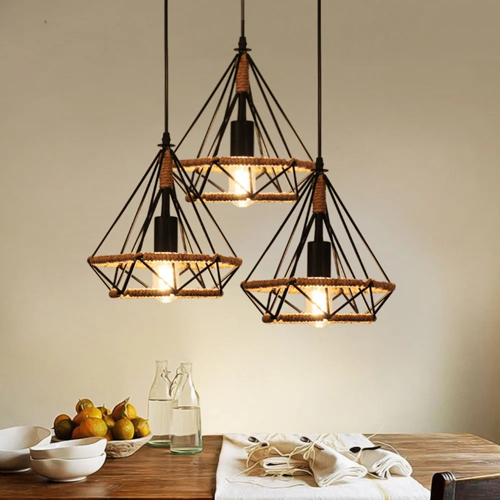 Pendant Party Table E27 Guard Cage Home Bedroom Accessory Lamp Shade Iron Ceiling Retro Vintage Decor chandelier lighting modern