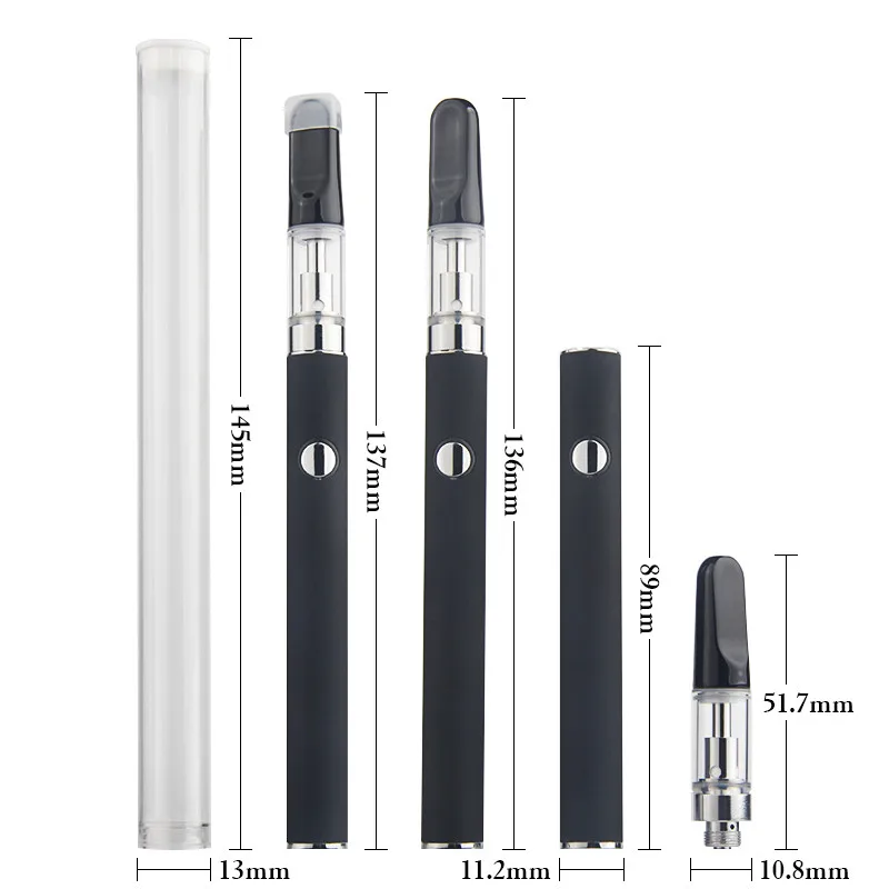 1Pcs Electronic cigarette vape pen preheat battery CBD Cartridge and Vaporizer Tank Ceramic Coil Glass Vaporizer