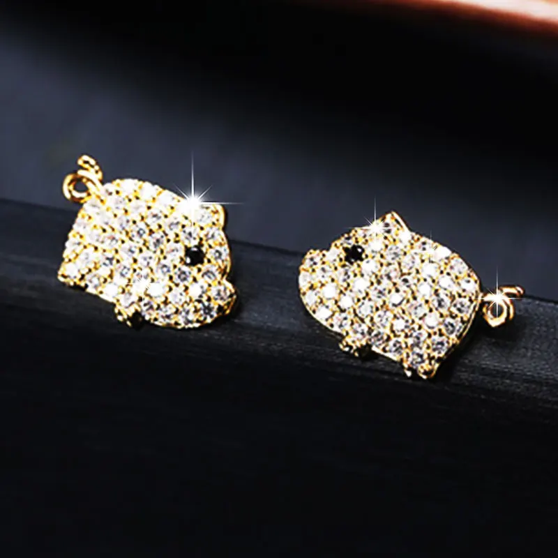 HUAMI 2021 Simple Cute Pig Stud Earring Gold Silver Color Needle Sweet Earrings for Women Jewelry Gift for Girlfriend