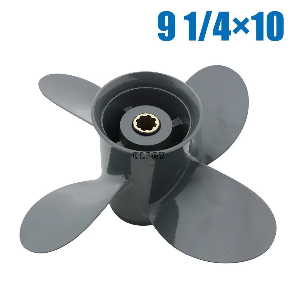 Propeller 4 Blade 9 1/4X10 For Honda and Yamaha Outboard BF8D BF9.9D BF9.9 BF15A BF15D BF20 8 Splines 58134-ZV4-010AH