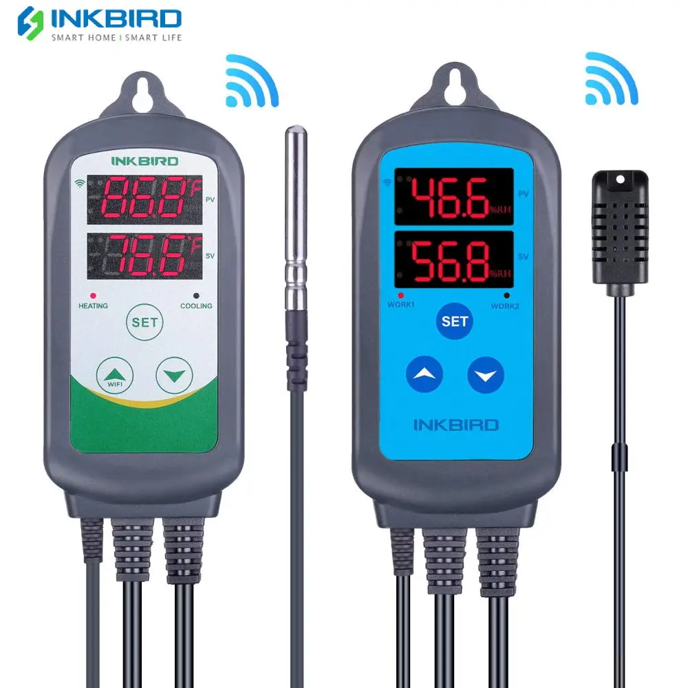 INKBIRD ITC-308-WIFI Heating Cooling Digital Temperature Controller+ IHC-200-WIFI Humidity Controller Free App Remote Controller