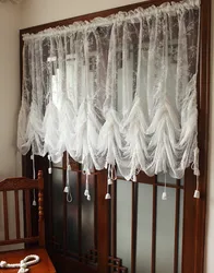 Roman Balloon Curtain Partition White Lace Gauze Floral Drawstring Pull Valance for Living Room Bedroom Rod Pocket Style