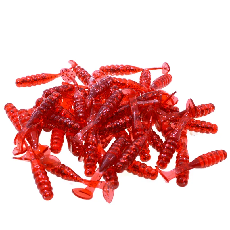 Fishing Lure Screw T Tail Grub 15 Pieces Bag Dual Color Fish Soft Bait Artificial Worm Lures 5cm 1.5g