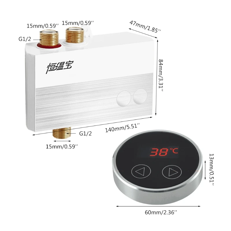 Imagem -06 - Nova Digital Lcd Toque Termostática Torneira de Mistura Água Controlador Misturador Temperatura da Água Misturada Controlador g1 Plugue da ue 2023