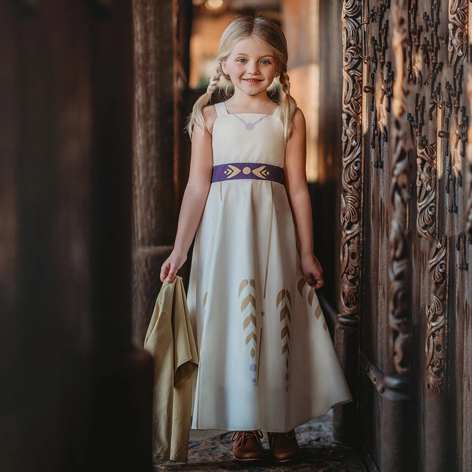 Disney-Robe de soirée princesse Anna Elsa pour filles, Blanche-Neige, Manches longues, Maxi, Cendrillon, Mulan, Halloween Cosplay, Tenues de paupières