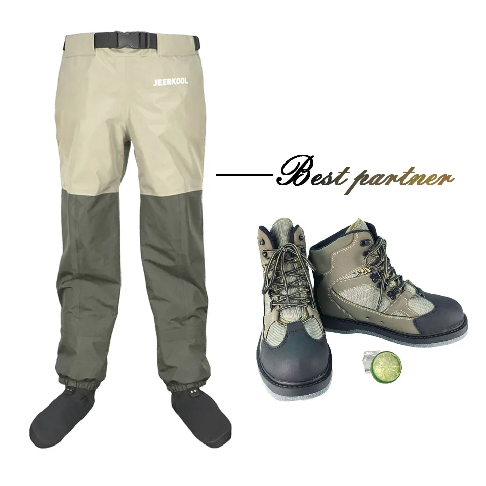 Fly Fishing Waders Hunting Fishing Wading Clothes and Felt Sole Shoes Reef Rook Fishing Boots and Clothing Set Fishing Suit