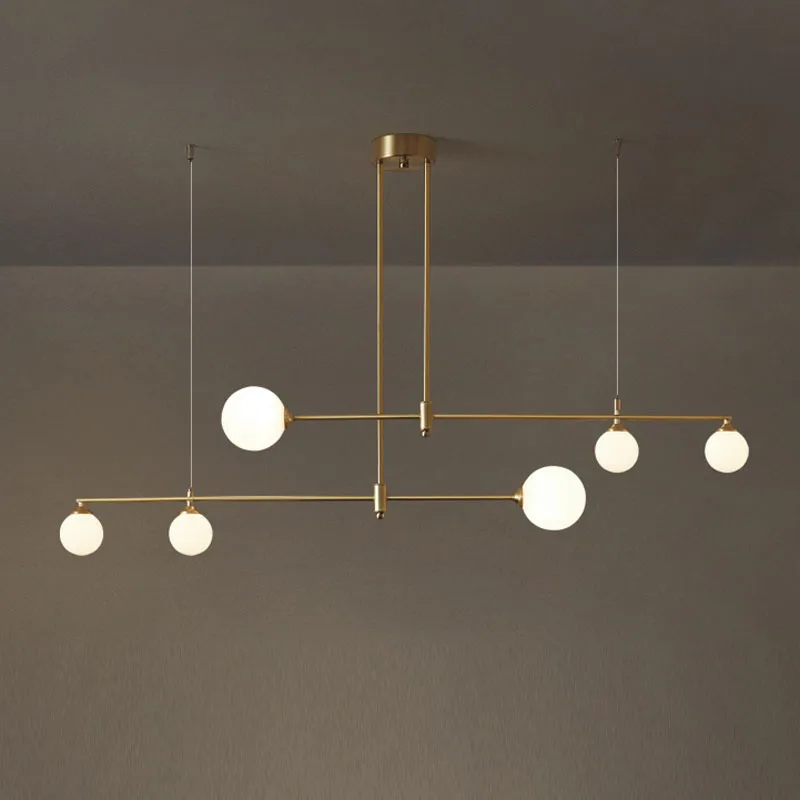 Lampadario moderno a LED per ristorante illuminazione Nordic light lusso tutto in rame lampada a sospensione lunga studio ufficio cucina lampade da cucina