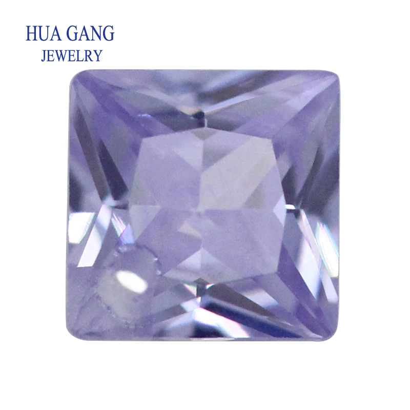 Loose CZ Lavender Stones With Hole AAAAA Square Shape Cubic Zirconia Stone For Jewerly Making 4x4~12x12 High Quality