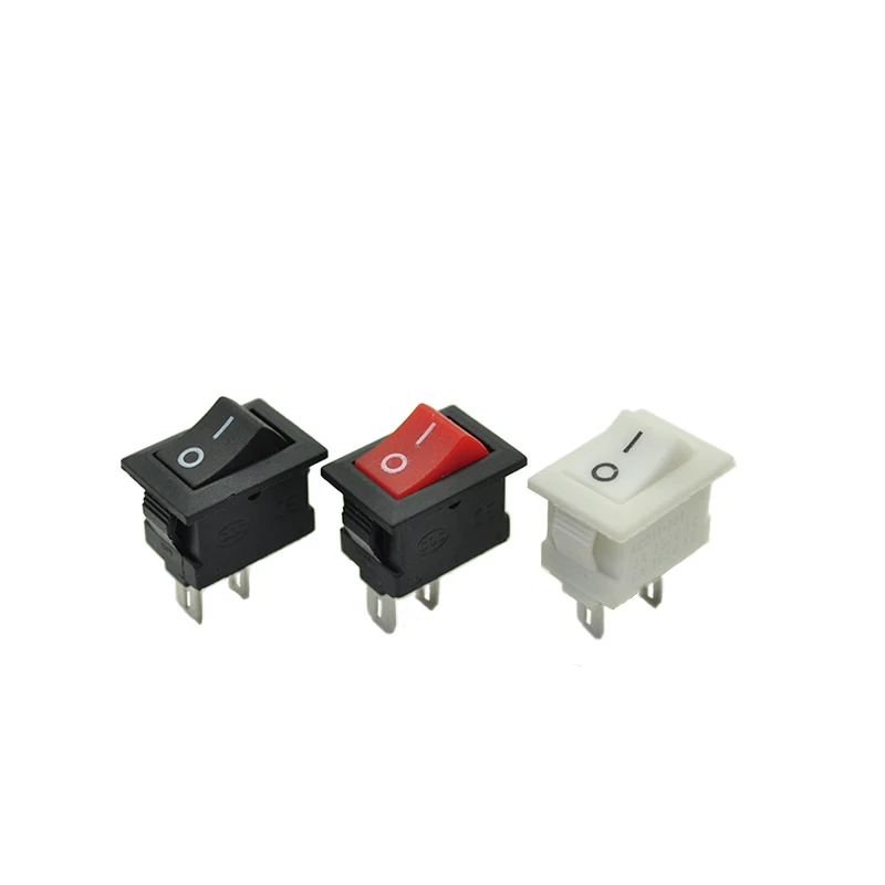 30 pces Boxed button switch 10x15mm spst 2pin 3a 250v kcd11 snap-in rocker switch on / off 10mm * 15mm black red and white