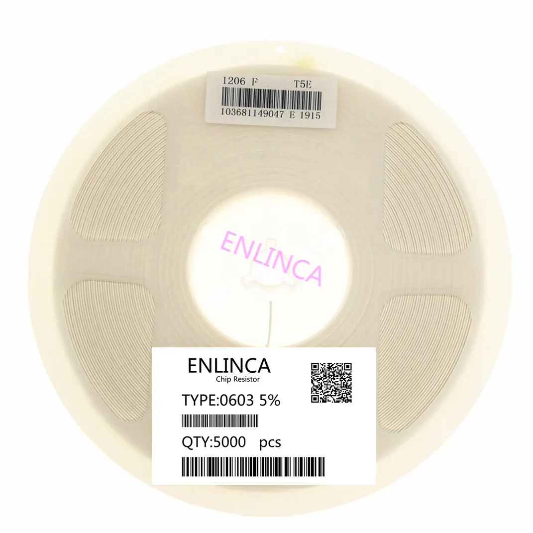 

ENLINCA 0603 5% smd chip resistor resistors 0R-10M 1/10W 51 ohm resistor 0.82R 8.2R 68R 620R 6K8 62K 680K