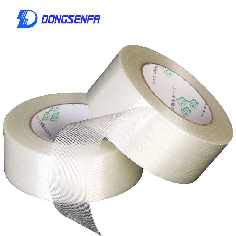 DONGSENFA 25M/Roll Transparent Glass  Fiber Tape Transparent Striped Single Side Adhesive Tape Sticky For Fixing And Packing