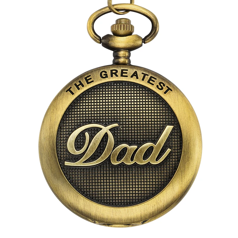 Vintage Bronze Pocket Watch 2022 THE GREATEST DAD Men FOB Chain Pendent Retro  Quartz Pocket watches Gifts Relogio De Bolso