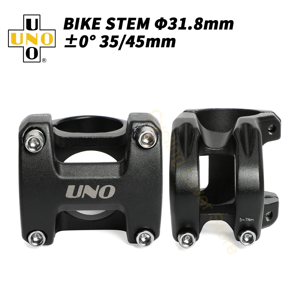 UNO Bicycle Handlebar Stem 0 Degree MTB Power 31.8mm Mountain Bike Stem 35/45mm Ultralight Kalloy UNO Bicycle Pieces