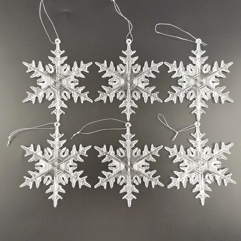 

(6 pcs/pack) 9cm Transparent plastic pendant snowflake Christmas tree decoration home decoration handmade DIY holiday decora
