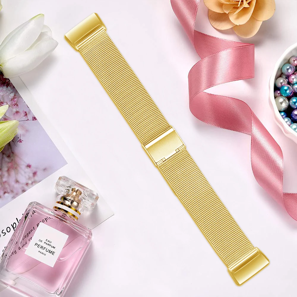 Essidi Lưới Đồng Hồ Ban Nhạc Dành Cho Vòng Đeo Sức Khỏe Fitbit Charge 3 4 5 3 4 SE Thép Không Gỉ Milanese Vòng Tay Dây Đeo Cổ Tay Correa fitbit Charge 2