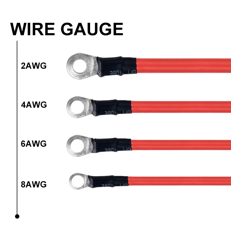 Car Battery Jumper Starter Cable with Tin-plated Lugs 2~6awg 25mm2 10mm2 Solar Wire Motorcycle Power Parallel Battery Connector