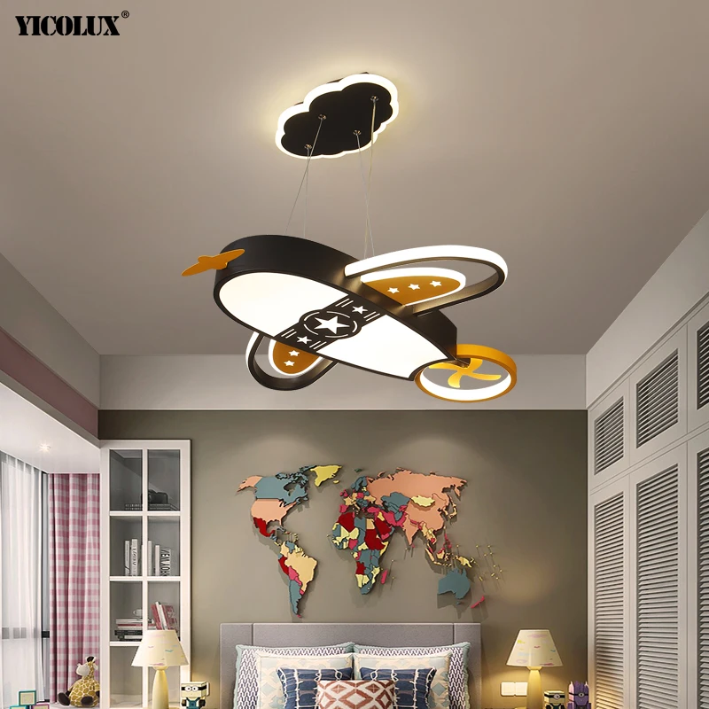 

Dimming Airplane Pattern Decorative New Modern LED Chandelier Lights Living Children's Room kid Bedroom Lamps Pendant Lighting