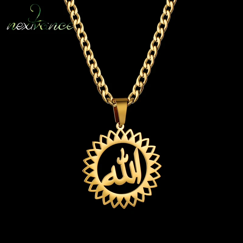 Sunflower Custom Arabic Necklaces Stainless steel Necklace Gold Color Chain Link Nameplate Necklace Unsex Birthday Jewelry Gifts