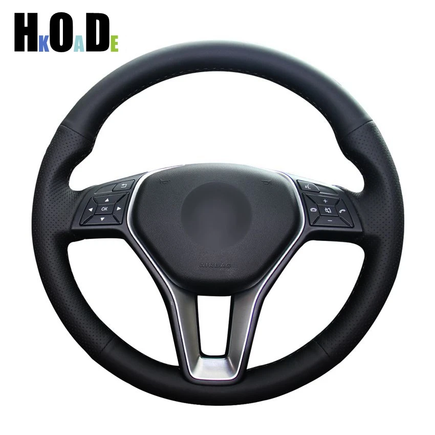 

DIY Black Artificial Leathers Hand-Stitched Car Steering Wheel Covers for Mercedes Benz E200L gla cla gle c200l C200 C250 C300