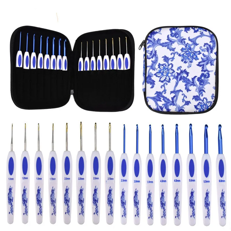 

16 PCS Crochet Hooks Set Aluminum Yarn Knitting Needles Women DIY Weaving Craft Tool with Case Eastern Style Dropshipping