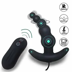 10 Frequency Vibrating Prostate Massager Anal Plug Vibrator Beads Butt Sex Toys Waterproof Powerful Wired For Men Couples