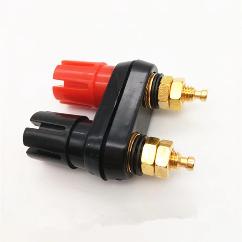 2pcs/lot Gold plated double plum binding post double - row binding post red  black connecting wiring sound post binding terminal