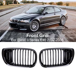 Geetha 2PCS Car Front Bumper Single Line Grills Kidney Racing Grille Grill For BMW E46 LCI 4D 325i Facelift 2002-2005 846193