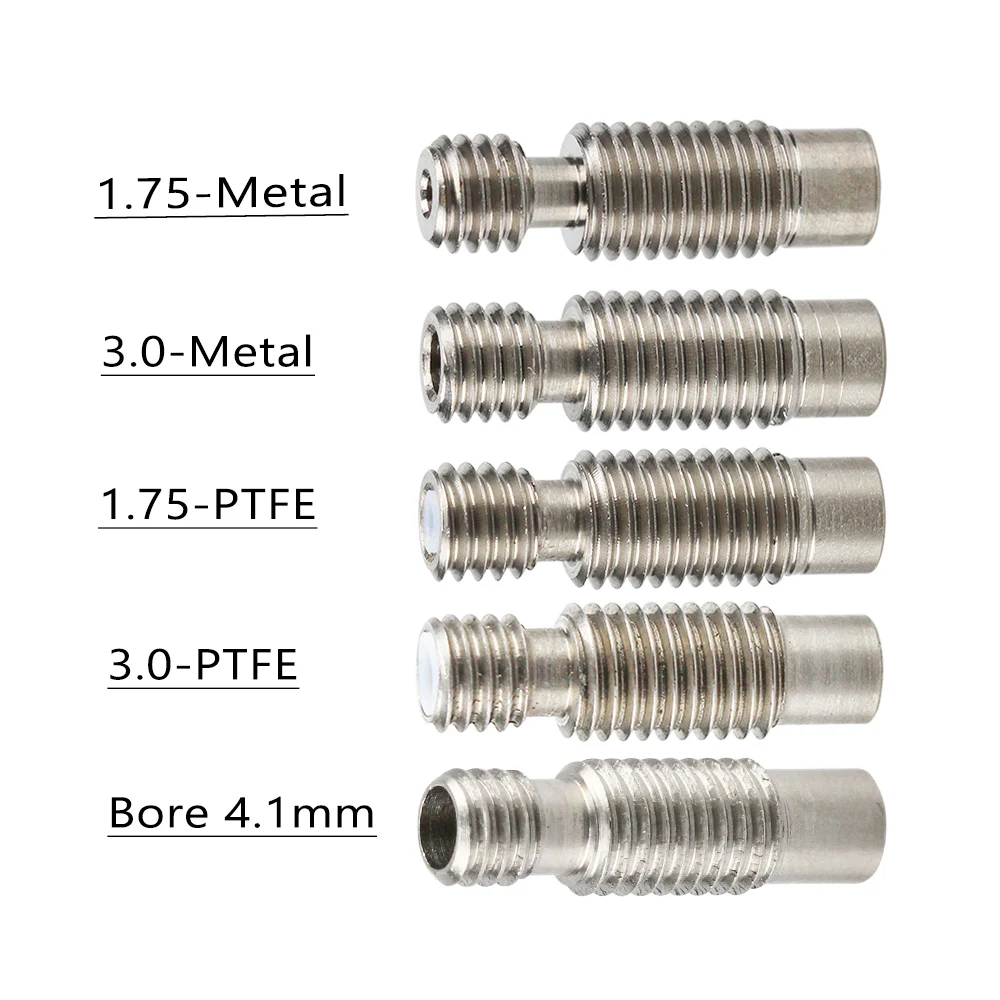 5Pcs/lot E3D V6 Heat Break Hotend Throat For 1.75/3.0/4.1mm All-Metal/with PTFE, Stainless Steel Remote Feeding Tube Pipes