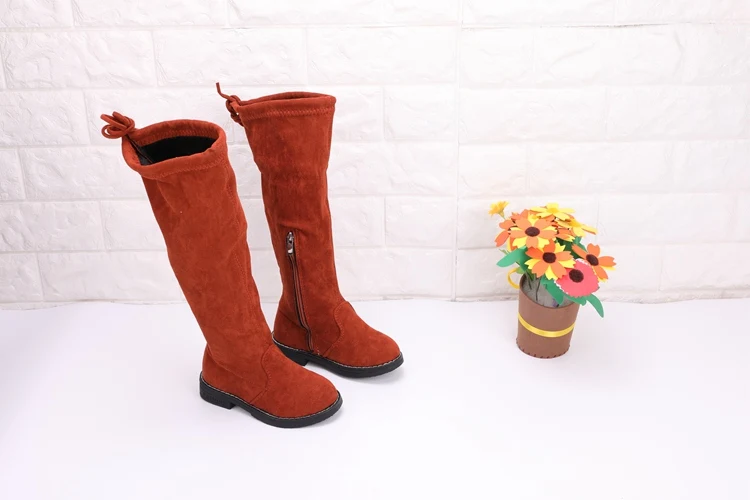 Botas hasta la rodilla de terciopelo para niñas, Zapatos altos de edición Princesa, invierno, talla 26-36