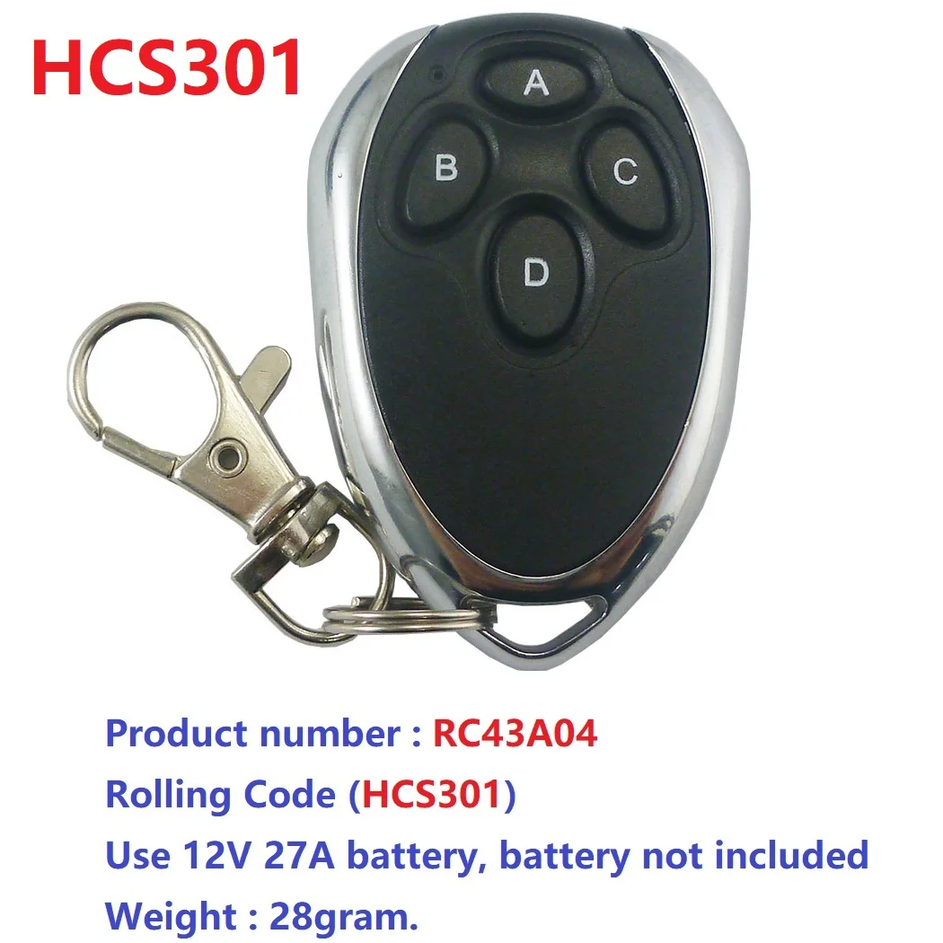 433M 4CH Rolling Code Keeloq Controler HCS301 Remote Control Keyfob Transmitter Board for Door Motor Garage LED