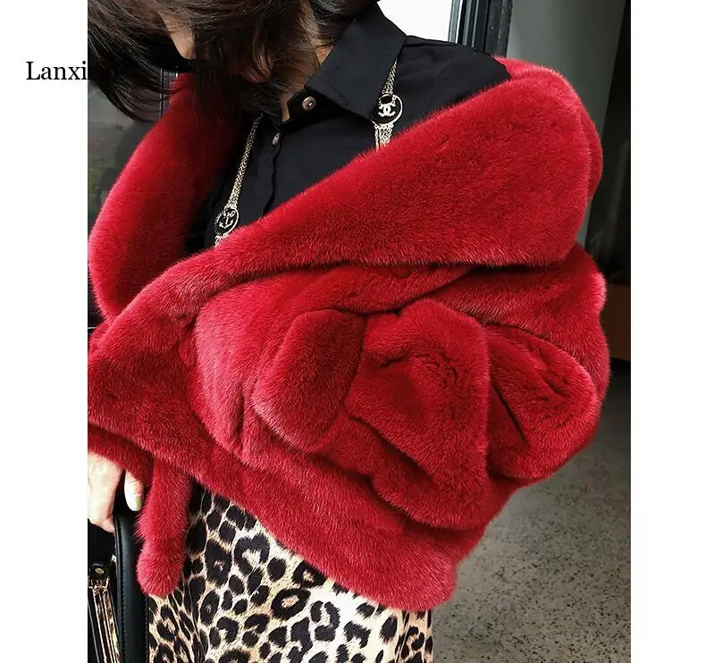 

New Arrival Winter Fluffy Thick Warm Faux Fox Fur Coat Women Long Sleeve Black Brown Fake Fur Jacket Outerwear