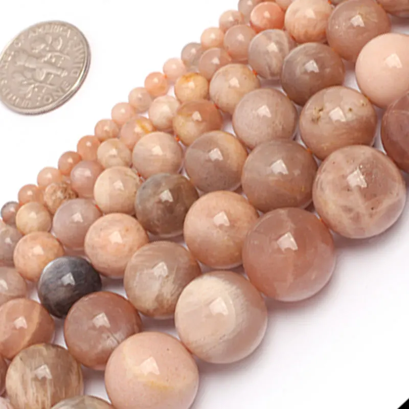 Natural Pink Sunstone Round Bead For Jewelry Making Strand 15 inch DIY Bracelet Necklace Jewelry Loose Beads