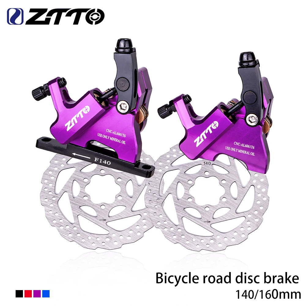 ZTTO Gravel Road Bike Disc Brake Hydraulic Flat Mount CX Rotor Brake Caliper CNC Bicycle Mechanical Wire Pull Metal Pads 105