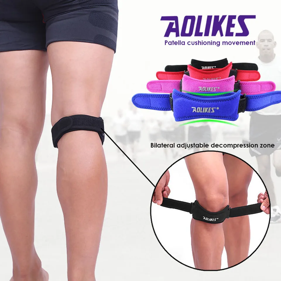 Aolikes New 1Pcs Adjustable Knee Patellar Tendon Support Strap Band Knee Support Brace Pads for Running basketball Outdoor Sport