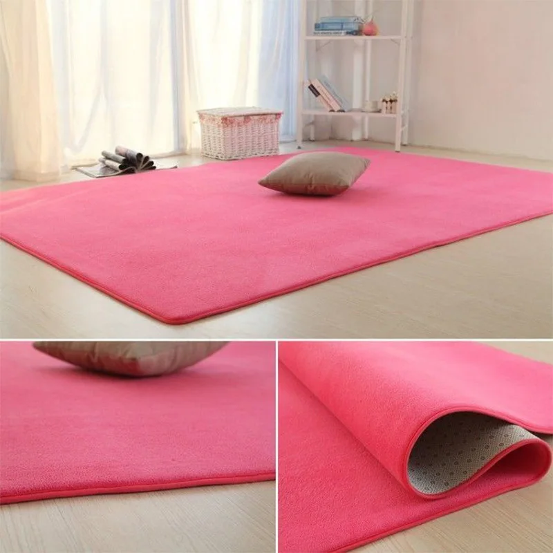 Non Slip Hair Carpets Fur For Living Room Solid Color Thick Velvet Furry Floor Mat Children\'s Pink Fluffy Rugs Modern Home Decor