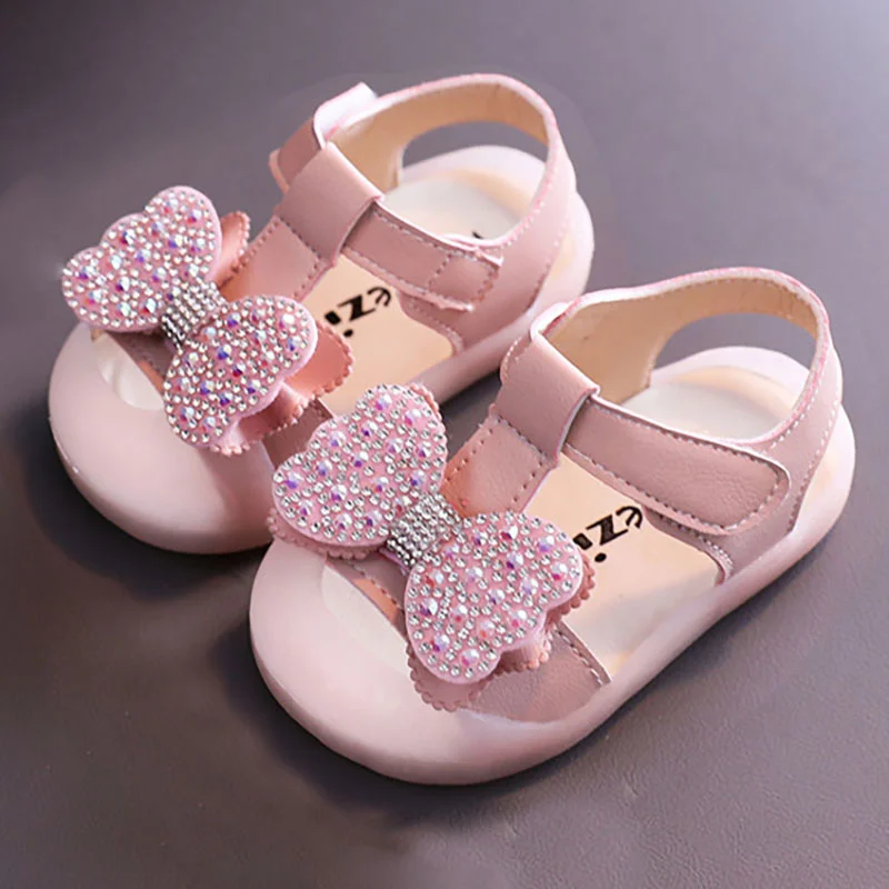 Flower Children Newborn Toddler Baby Kids Shoes For Girl White Pink Butterfly Glitter Sandals New 6m 8M 1 2 3 4 5 6 Years Old