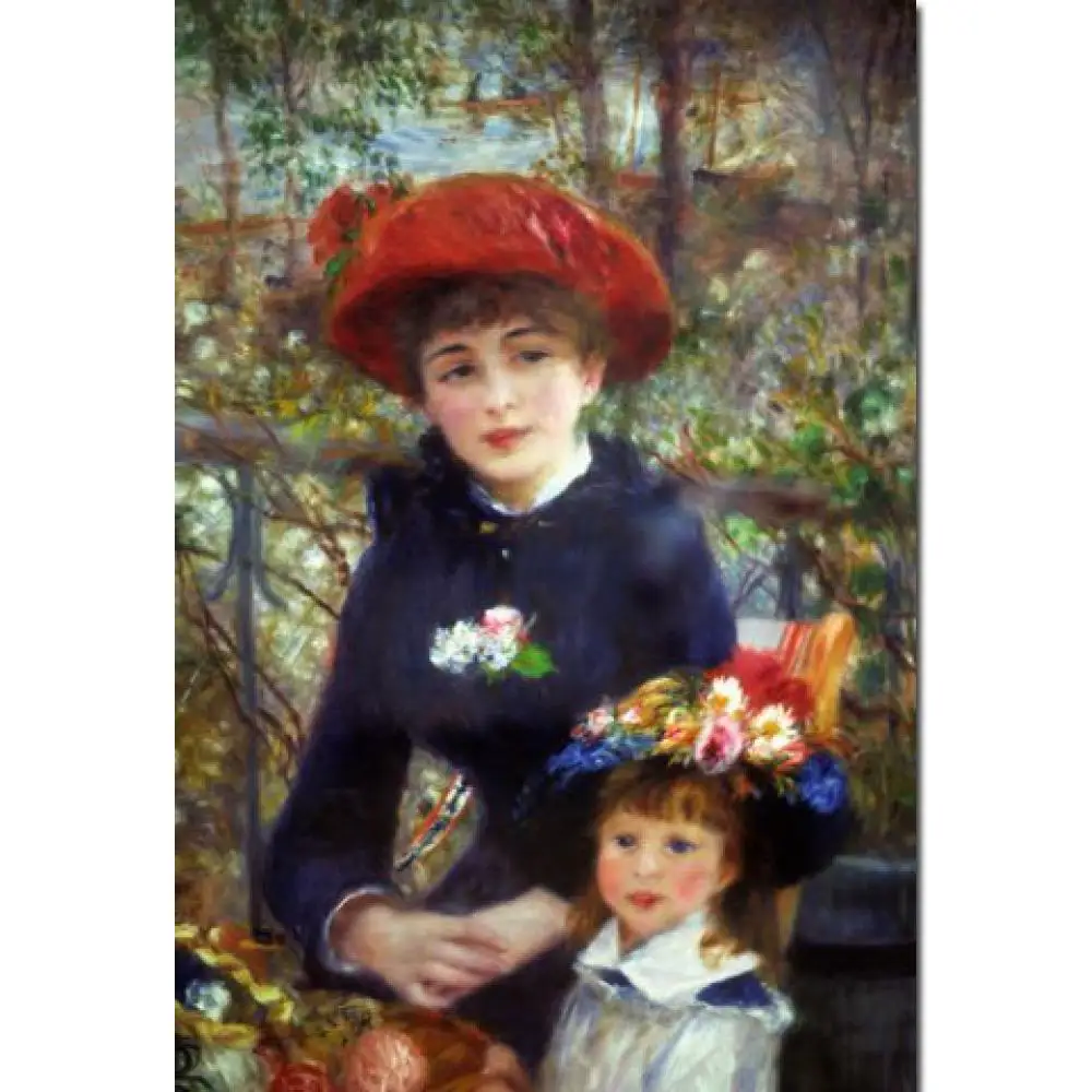 

Impressionist Portrait Art Two Sisters (On the Terrace) by Pierre Auguste Renoir Painting 100% Handmade High Quality Wall Decor