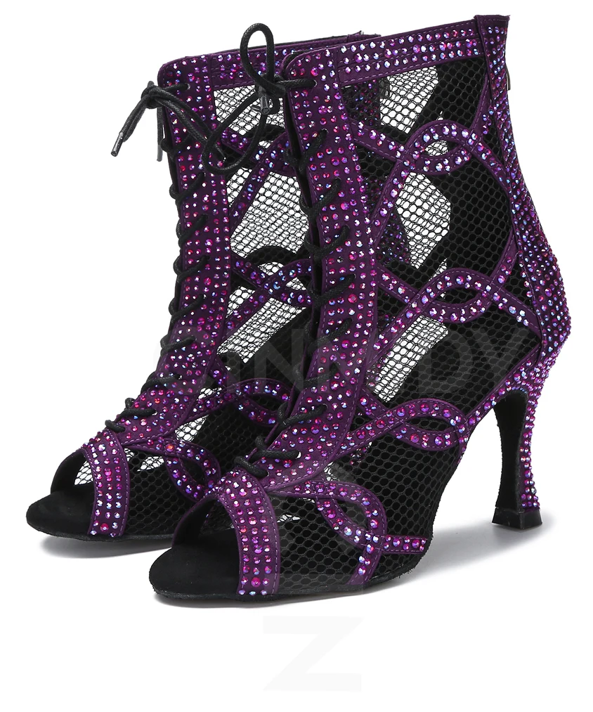 CINMIDY Tanzstiefel Bauchtanz-/Pole-Dance-Schuhe Damen Latein-Tanzschuhe Atmungsaktive Mesh-High-Heels Ballsaal-Tanzschuhe – Detail 25