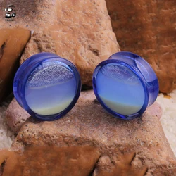 2pcs Trendy Blue Red Liquid Blood Acrylic Ear Plugs Tunnels Lobe Earrings Piercing Oreja Luminous Ear Expander Jewelry for Gift