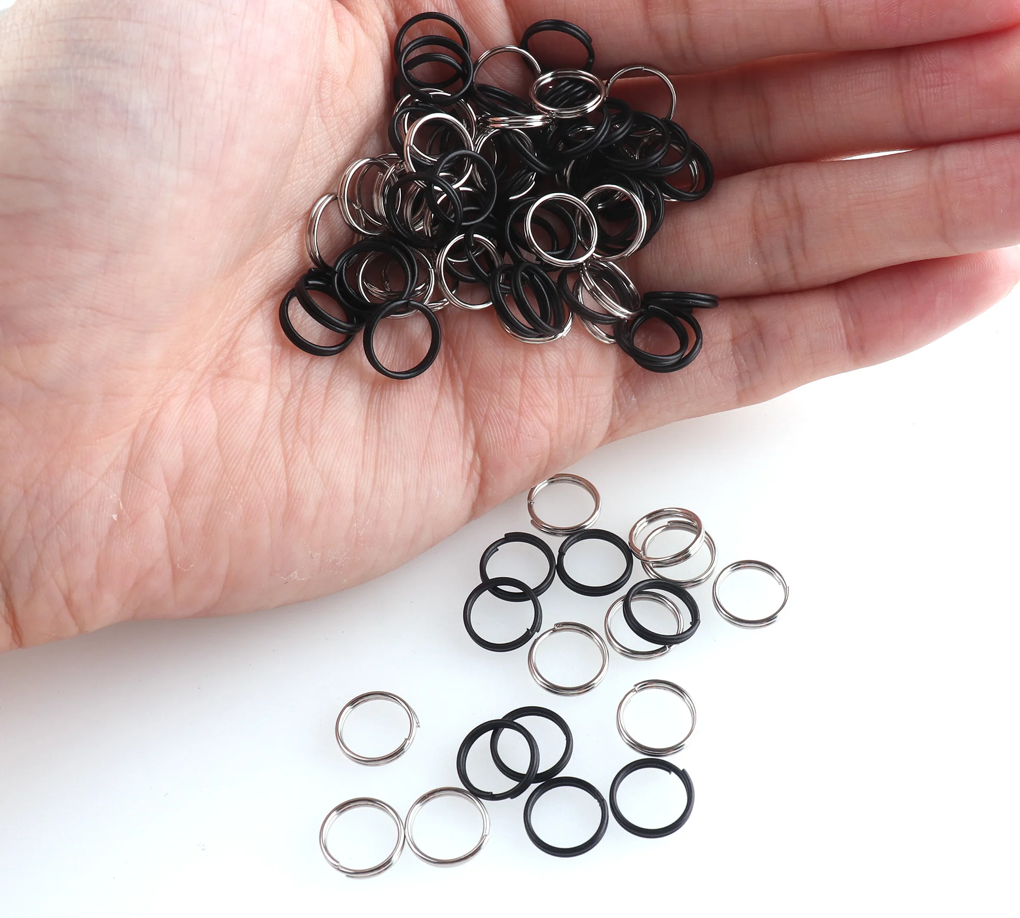 20pcs 10mm Jump Ring Silver/Black Key Ring Key Chain Replacement DIY accessories Jewelry Purse Handbag Bag Making Hardware