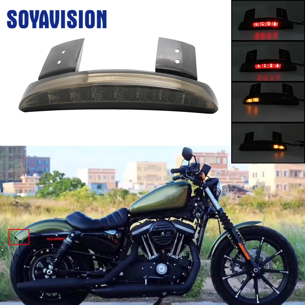 Motorcycle Chopped Fender Edge Tail Light Amber Turn Signal LED Red Stop Brake Rear TailLight for Harley Sportster XL 883 1200