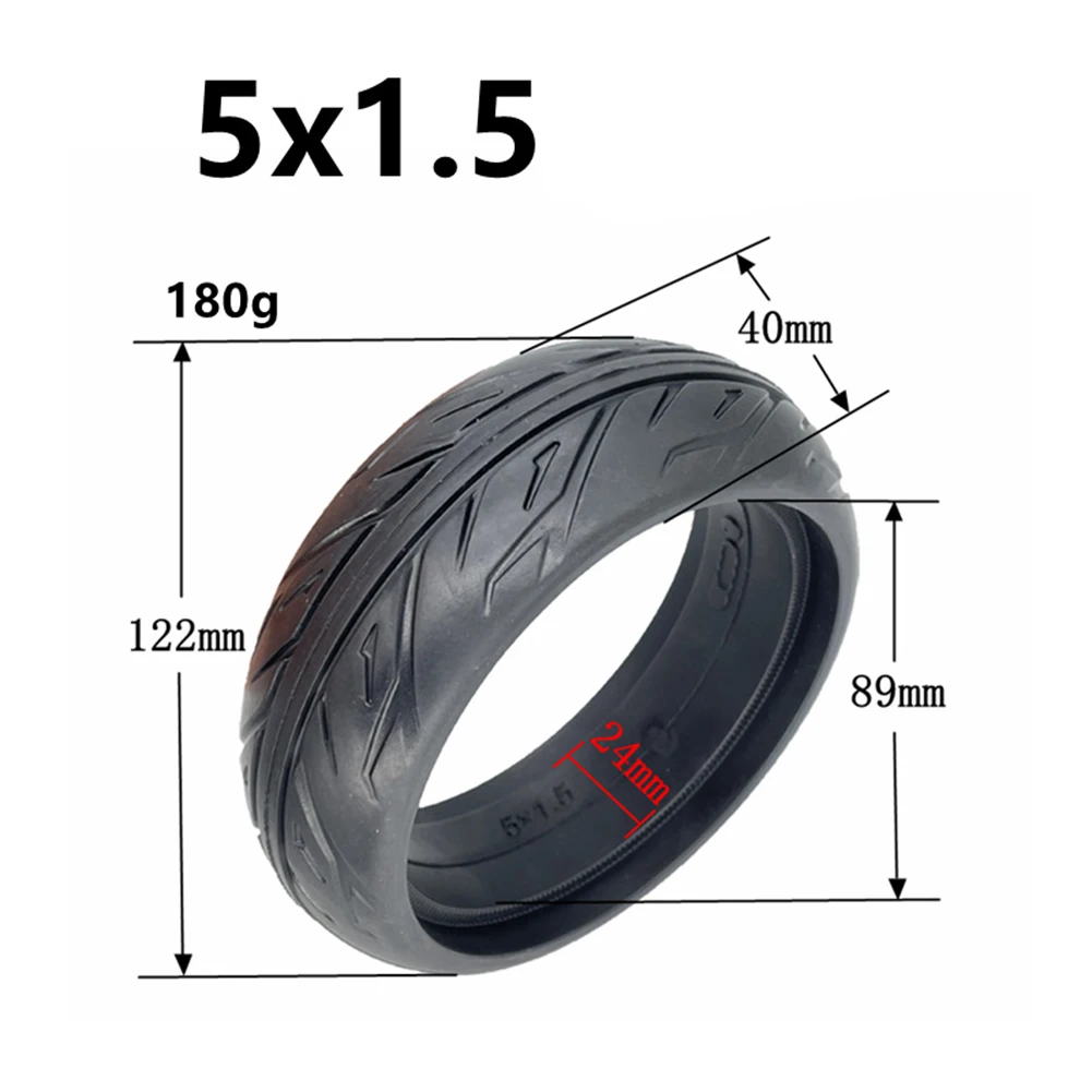 5 Inch 5x1.5 Durable Rear Wheel Scooter Solid Tyre For Electric Scooter Solid Tire Whole Wheel With Wheel Hub Rubber Part