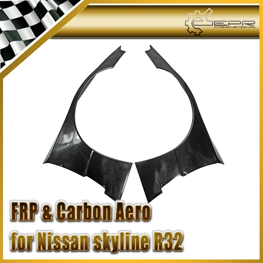 For Nissan R32 GTR FRP Unpainted Fiber Glass ROB Style Front Over Fender With Fiberglass Extension 4pcs Mudguard Trim