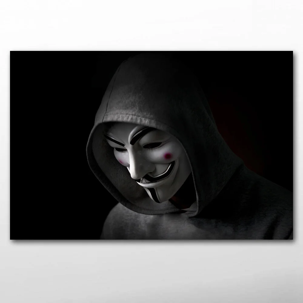 hacking hackers V for Vendettas  Mask Wall Art Posters Canvas Prints Artwork paintings for Living Room Decor