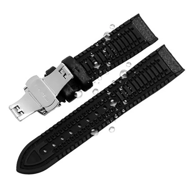 Silicone Carbon Fibre Strap Waterproof Watchband for Omega Speed Master Rubber Replacement Men Bracelet Band 18mm 20mm 22mm 24mm