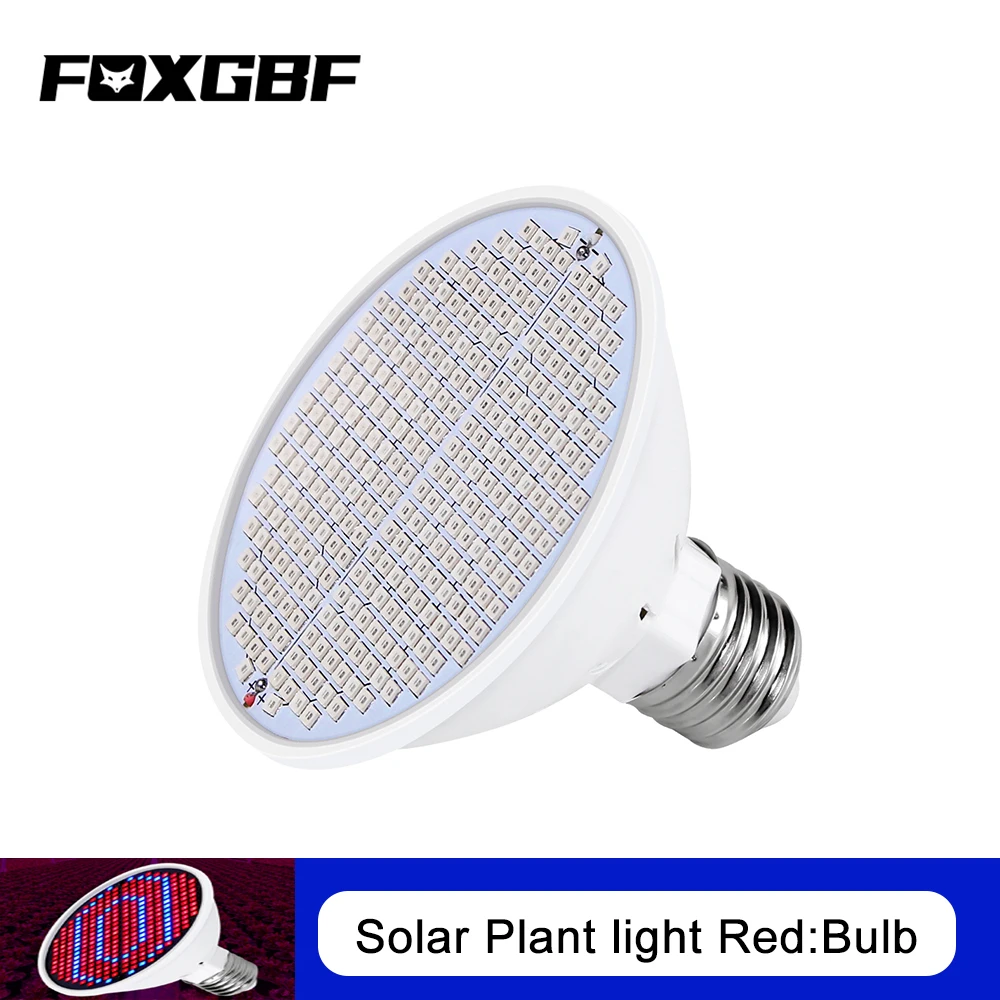 FOXGBF-Lámpara LED para plantas, luz de relleno para plantas, Bombilla de cultivo, espectro rojo y azul, E27, 220V, 486080126200300 Led