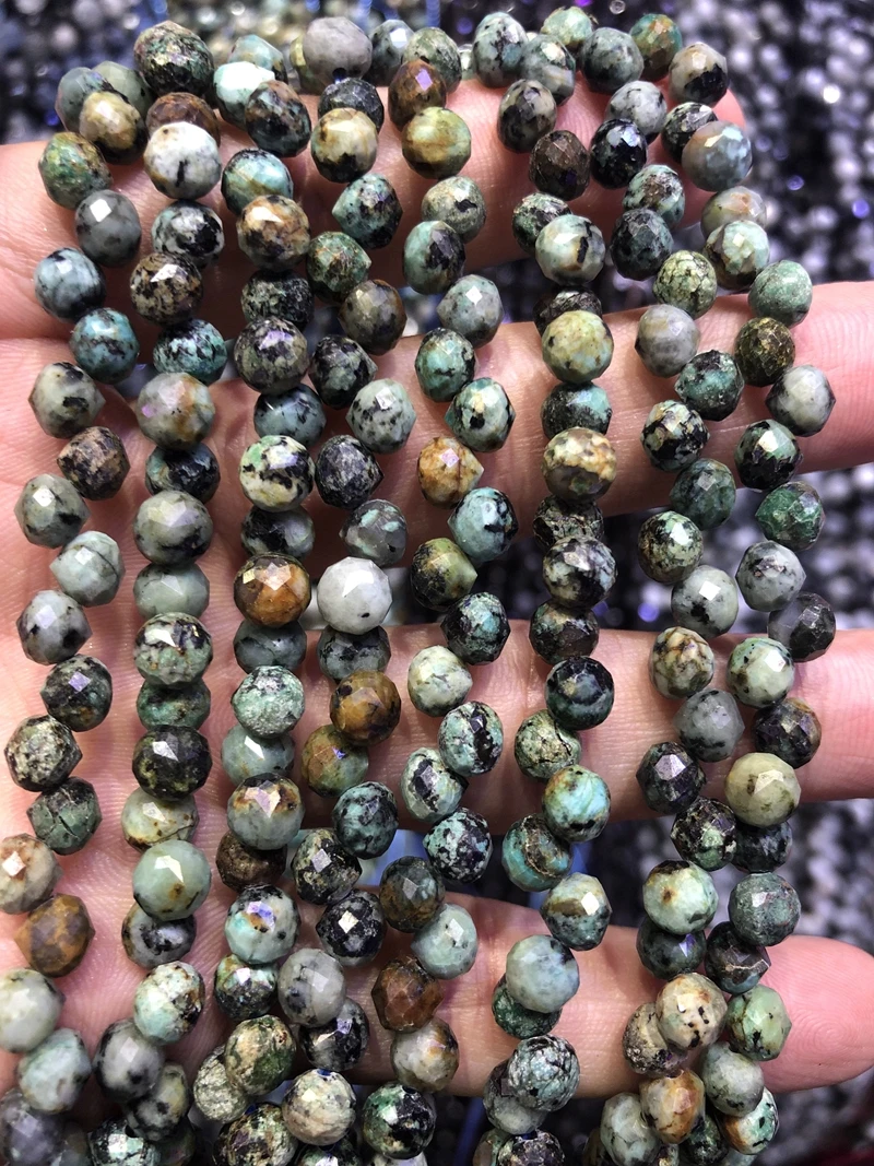 Wholesale 2string of 15.5" 100% Natural African Turquoise Bead 6mm Faceted Round Tear Drop Gem Stone Loose Beads for Jewelry