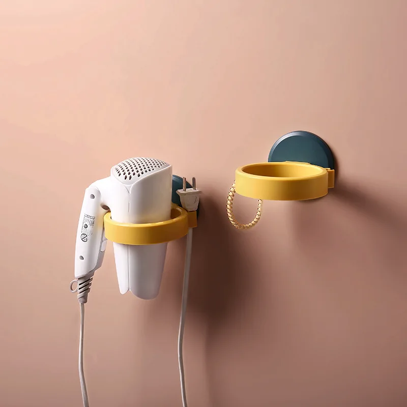 Wall Mounted Hair Dryer Holder Bathroom Holder for Hairdryer Nordic Design Suction Cups Dryer Support Plastic Blow Dryer Stand