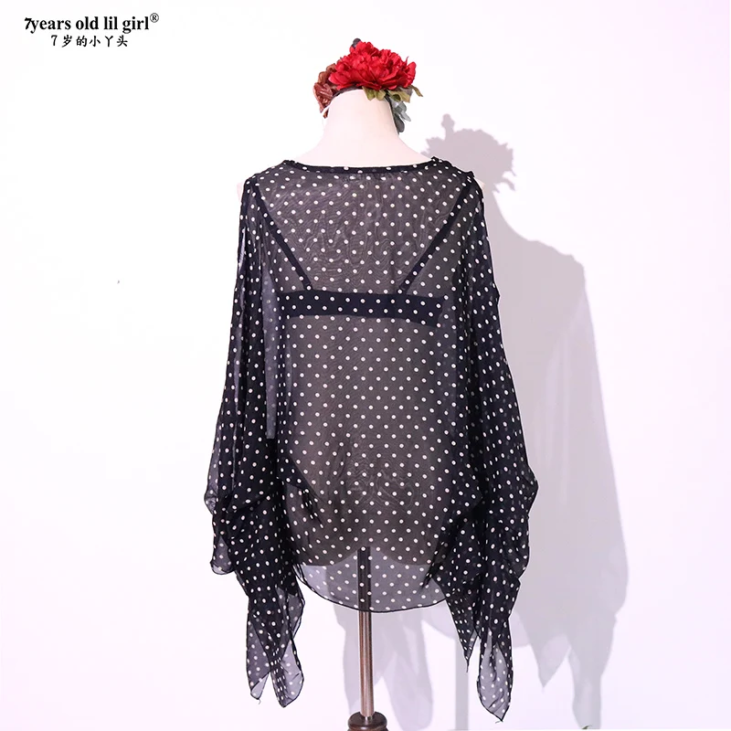 South Korean Women's Summer 2021 Trend, Polka-Point Chiffon Shirt Loose And Slim Casual Top SSX02