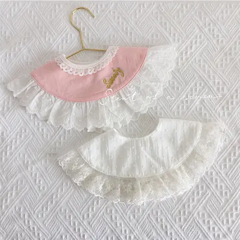INS Korean Baby Girls Cotton BIbs Round Lace Bibs Burp Cloths Fake Collars 0-2 Years Children Cute Things Accessories